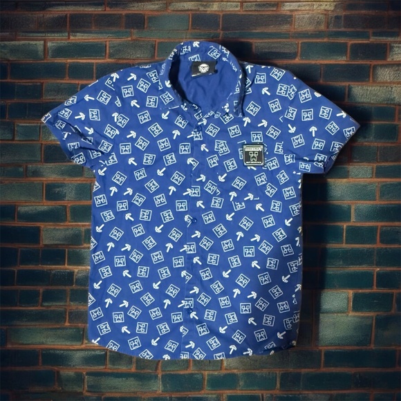 Minecraft Kids’ Blue Short-Sleeve Button-Up Shirt - Picture 1 of 4